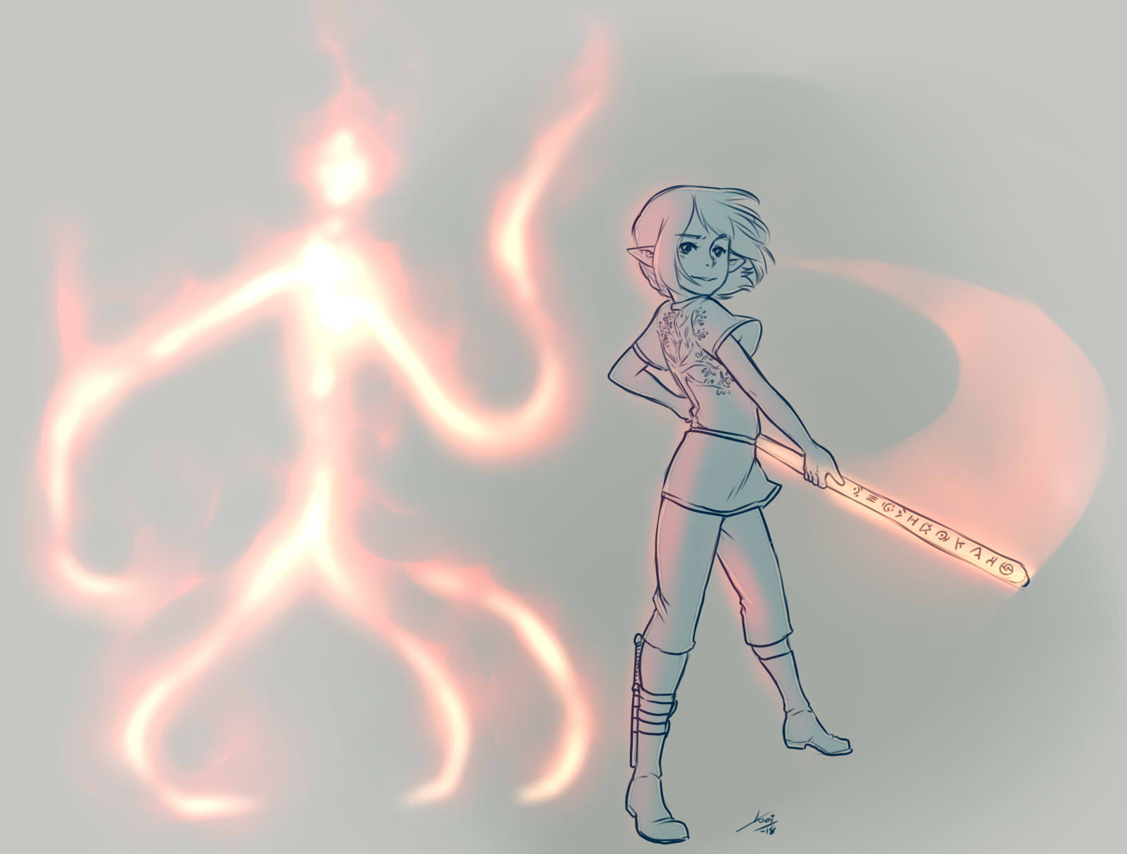 Ila and a fire elemental